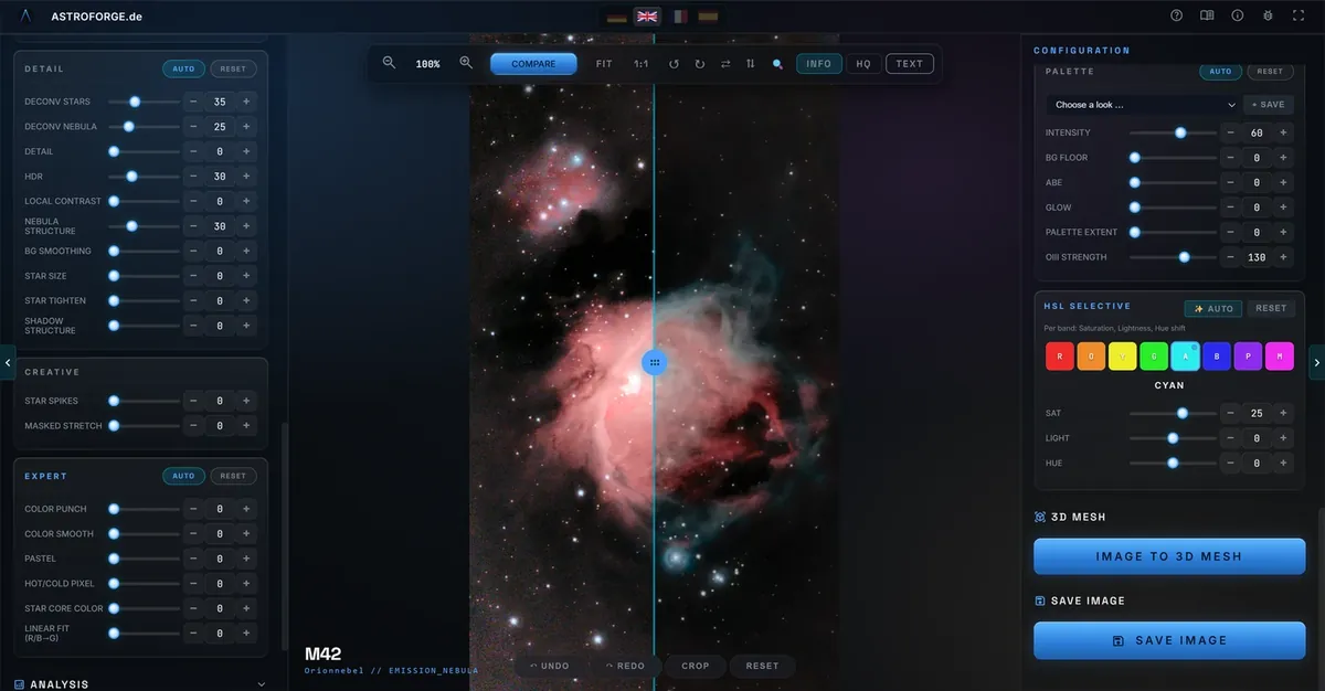 Before/after comparison in the app